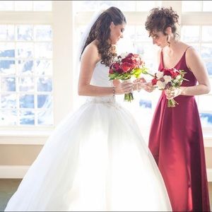 Burgundy Satin Hayley Paige Bridesmaid Dress